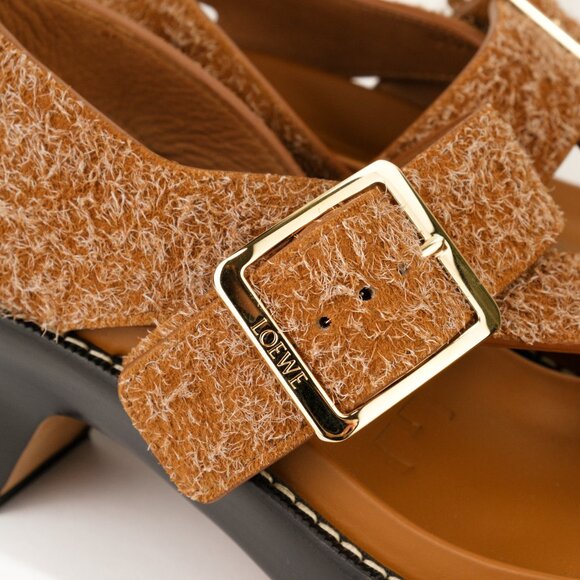Loewe 70mm ‘Ease’ Platform Sandals, Brushed Suede, Tan, EU 38 - Picture 7 of 11